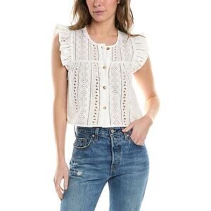 Blank Nyc Womens Eyelet Top White Size Small